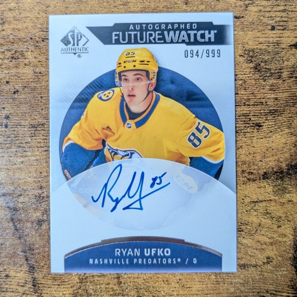 2025-26 SP Authentic Autographed Future Watch Ryan Ufko #145 094/999 Predators